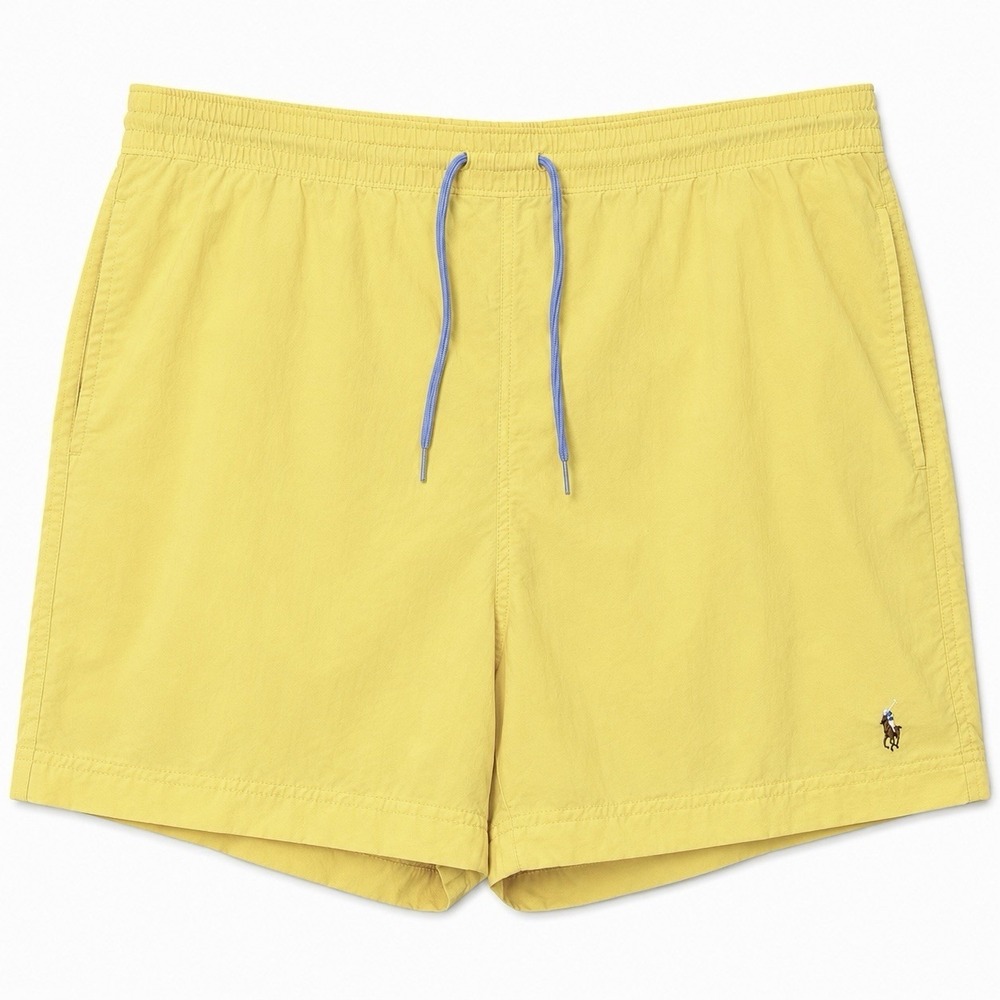 Polo Ralph Lauren Yellow Swim Trunks Mesh Lined Nylon Shorts Men's XL Pony Logo